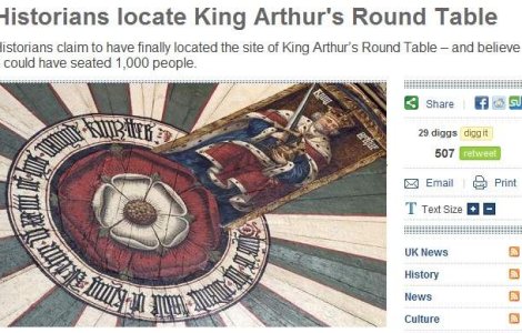 Masa rotunda a regelui Arthur a fost localizata