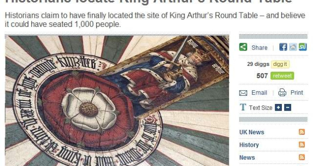 Masa rotunda a regelui Arthur a fost localizata