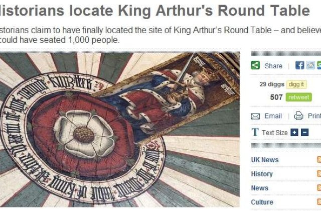 Masa rotunda a regelui Arthur a fost localizata