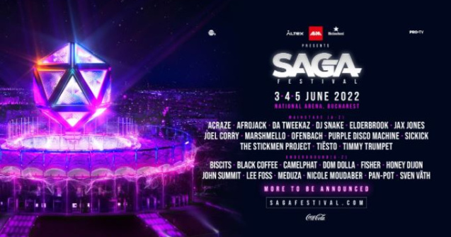 SAGA Festival anunță noi artiști în line-up DJ Snake, Ofenbach și Tiësto vin pe 3, 4 și 5 iunie la National Arena, în București