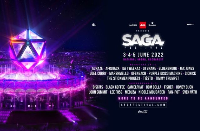 SAGA Festival anunță noi artiști în line-up DJ Snake, Ofenbach și Tiësto vin pe 3, 4 și 5 iunie la National Arena,  în București