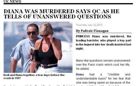 Printesa Diana a fost ucisa?