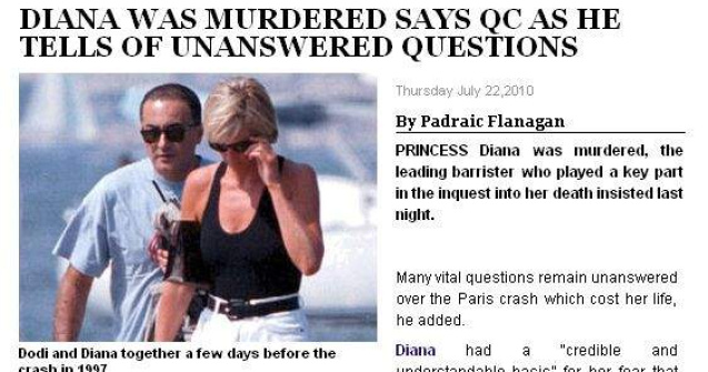 Printesa Diana a fost ucisa?