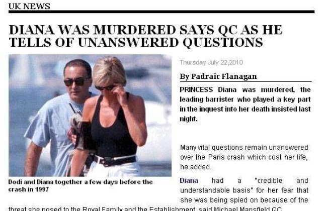Printesa Diana a fost ucisa?