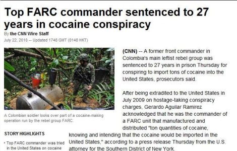 Fost comandant FARC si traficant de droguri a primit 27 de ani de inchisoare