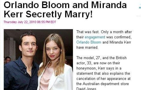 Orlando Bloom s-a insurat in secret