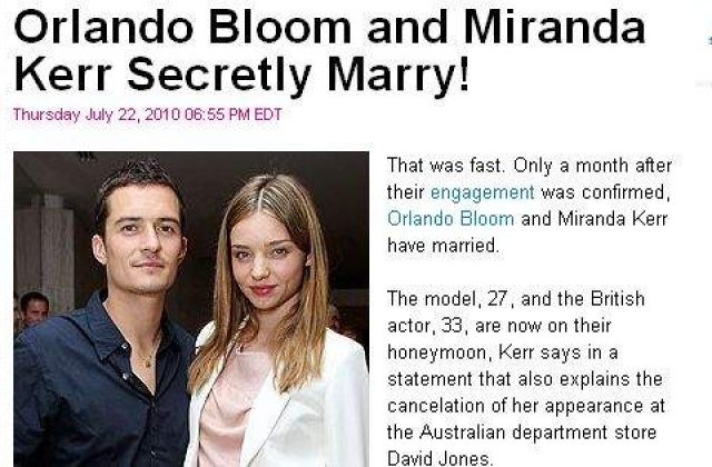Orlando Bloom s-a insurat in secret