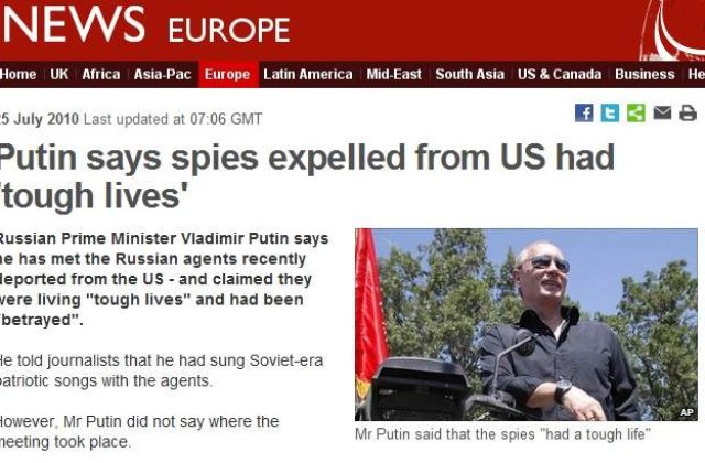 Putin a cantat melodii patriotice cu spionii rusi extradati din SUA