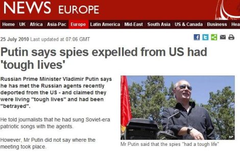 Putin a cantat melodii patriotice cu spionii rusi extradati din SUA