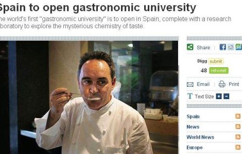 Spania deschide prima "universitate gastronomica" in 2011