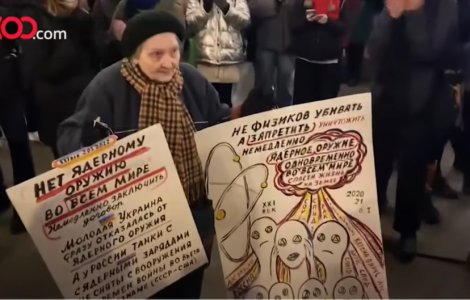 VIDEO O femeie de 77 ani de ani, arestată în Rusia pentru că protesta împotriva războiului