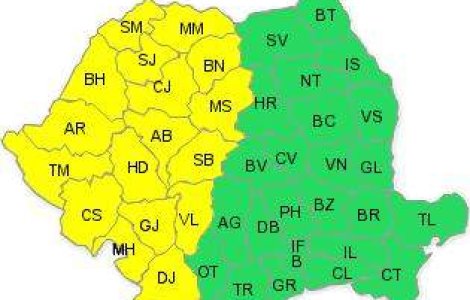 Cod galben de vijelii in 17 judete