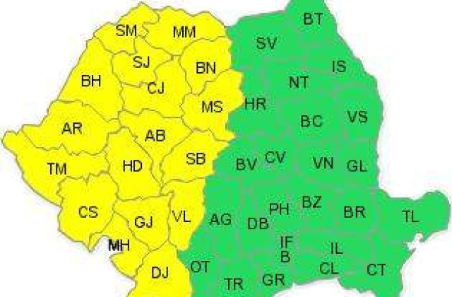 Cod galben de vijelii in 17 judete