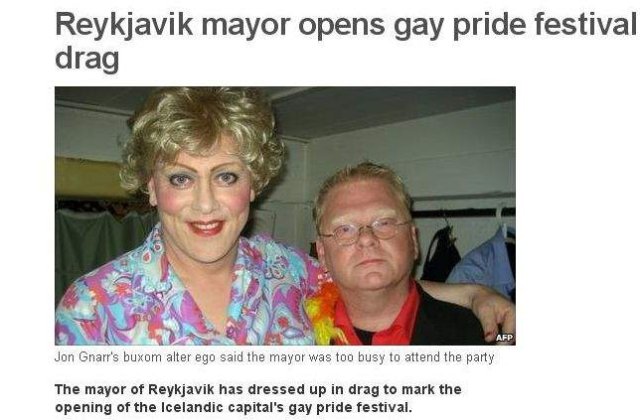 Primarul din Reykjavik a participat la Gay Pride travestit in femeie