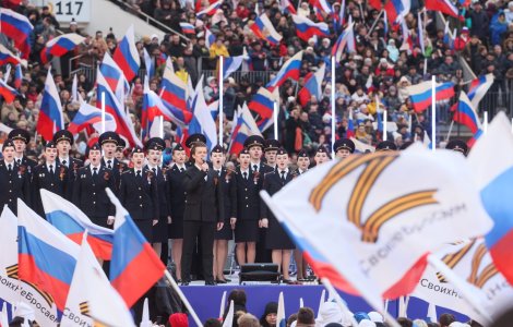 VIDEO Ziua 23 de război, marcată de Putin cu un miting în stil nord-coreean