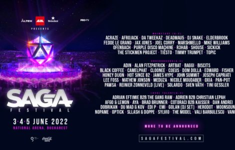 SAGA Festival anunță cel de-al treilea val de artiști Deadmau5, R3hab, Fedde Le Grand și Joseph Capriati vin pe 3, 4 și 5 iunie la București