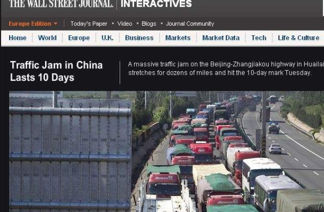 China: Mii de soferi, blocati de 10 zile in trafic