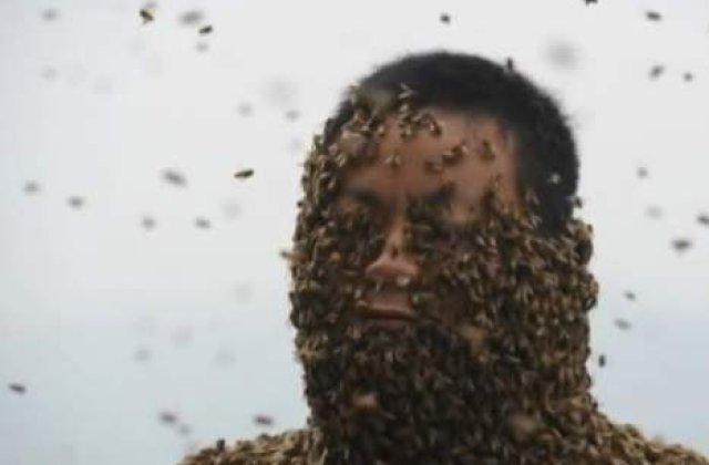 [VIDEO] Un chinez s-a lasat acoperit de peste 450 mii de albine