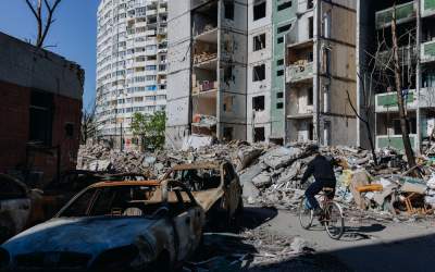 Locuitorii din Kiev circulă...