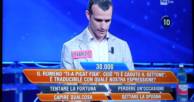 O expresie în limba română, întrebare de 30.000 de euro la un concurs din Italia