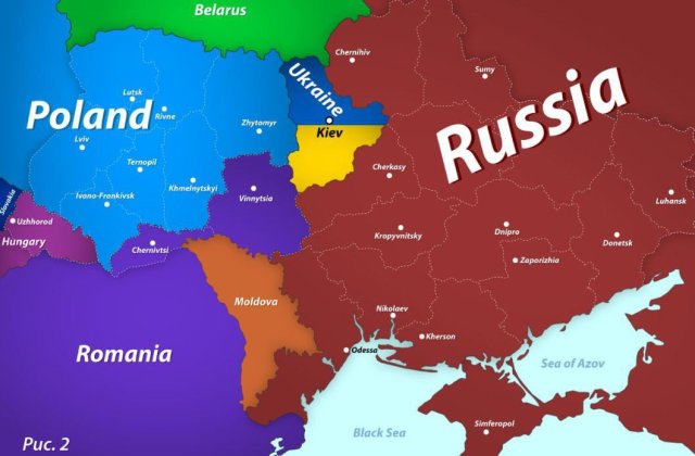 Medvedev a publicat o hartă cu noua Ucraină &icirc;mpărțită &icirc;ntre Rusia, Polonia, Ungaria și Rom&acirc;nia