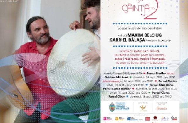 Proiectul &bdquo;Se c&acirc;ntă &icirc;n 2&rdquo; continuă cu noi agape muzicale, &icirc;n alte parcuri din Sectorul 2