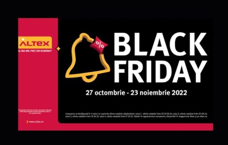 Black Friday la Altex, în perioada 27 octombrie – 23 noiembrie! Patru săptămâni de oferte și super reduceri, în magazinele fizice și online!