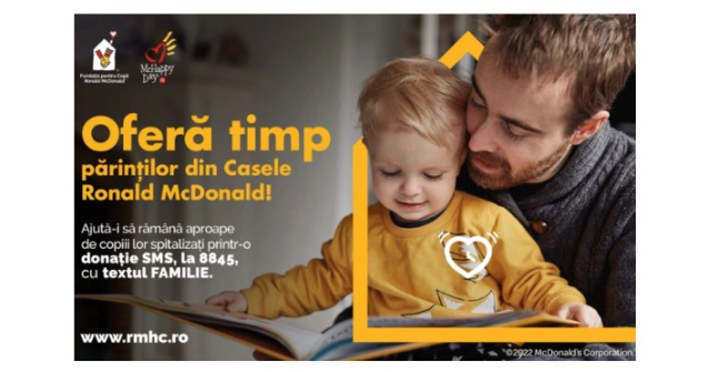 Campania McHappy Day OFERĂ TIMP părinților din România, pentru ca aceștia să-l poată petrece alături de copiii lor internați