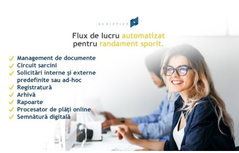 Aplicația Scriptica, la 6 luni de la lansare: cereri concediu, referate sau aprobări achiziții cu câteva click-uri, implementate la cererea clienților