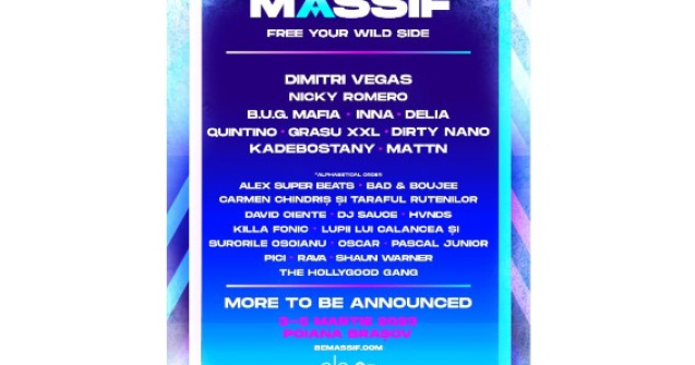 În line-up-ul festivalului mai urcă Nicky Romero, Quintino, Kadebostany, B.U.G. Mafia, Inna, Delia, Grasu XXL, Dirty Nano, Pascal Junior, Killa Fonic