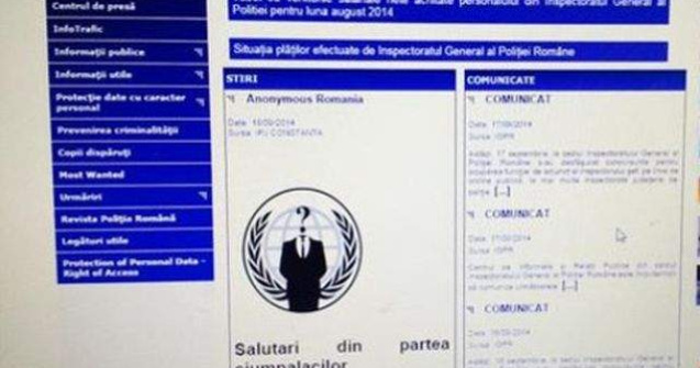 Anonymous Romania a SPART site-ul Politiei Romane
