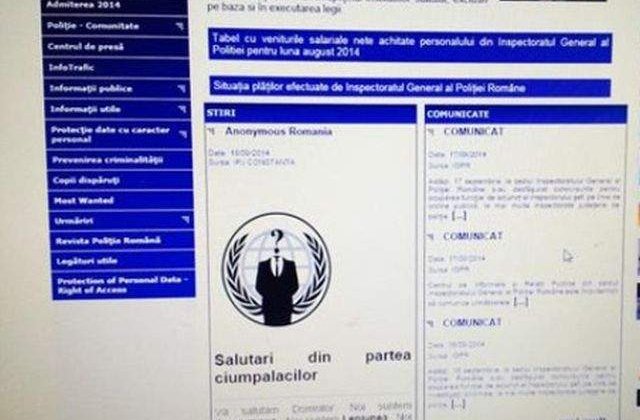 Anonymous Romania a SPART site-ul Politiei Romane