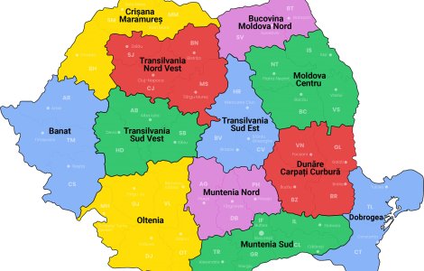 România ar putea fi reorganizată administrativ în 12 județe, potrivit unui proiect de lege
