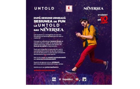 CAMPANIA “STUDENT DE 10” RECOMPENSEAZĂ STUDENȚII CU REZULTATE EXCEPTIONALE CU ABONAMENTE LA CELE MAI TARI FESTIVALURI DIN LUME, UNTOLD SI NEVERSEA 2023