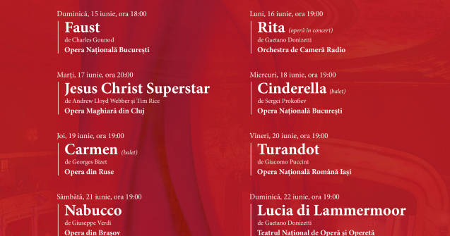 Bucharest Opera Festival: 10 zile de spectacole uimitoare la ONB