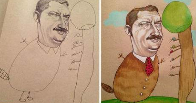 O artista a colaborat cu fetita sa de 4 ani. Uite cat de adorabile sunt desenele lor