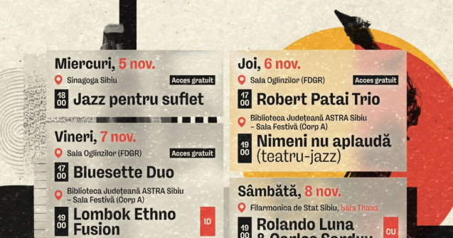 Sibiul devine capitala jazzului mondial între 5 și 9 noiembrie