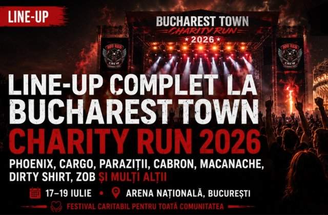 Line-up Bucharest Town Charity Run 2026: Cargo, Phoenix, Paraziții, Cabron, Macanache, Dirty Shirt și multe alte trupe