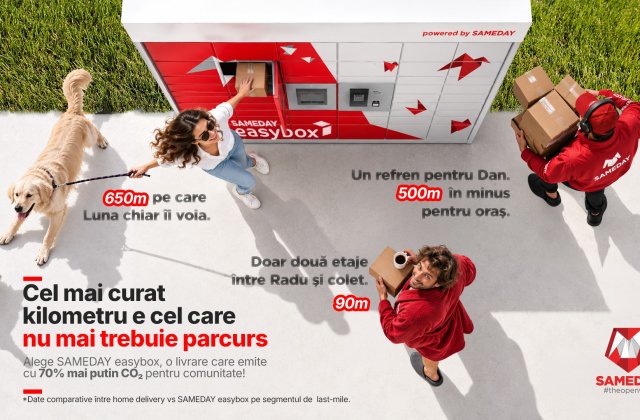 O livrare la SAMEDAY easybox emite cu 70% mai puțin CO₂ dec&acirc;t o livrare la adresă