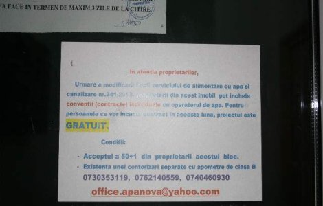 Apa Nova Bucuresti: Posibile inselatorii in care sunt vizati proprietarii din Asociatiile de Proprietari