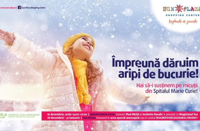 Campania "Impreuna daruim aripi de bucurie": 25.000 de lei, donati micutilor din Spitalul Marie Curie