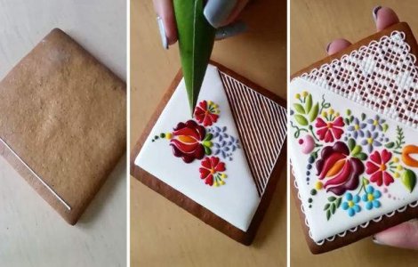  Video  Incepe sa decoreze prajitura. Uite cum arata la final. Superb!