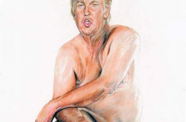 Donald Trump nud, intr-un tablou expus la Londra. Pictorul a primit mesaje de amenintare cu moartea