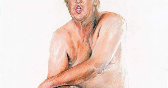 Donald Trump nud, intr-un tablou expus la Londra.