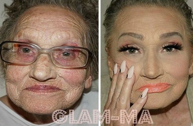 [FOTO] Bunica i-a cerut nepoatei sa o machieze. Uite cum arata la final. WOW!