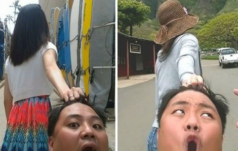  Foto  Acest cuplu parodiaza proiectul #FollowMeTo. Imaginile sunt ilare