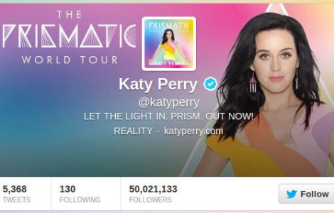 Un roman i-a spart contul de Twitter al cantaretei Katty Perry