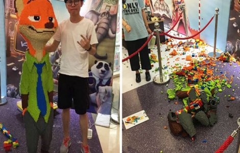 A lucrat 3 zile o statuie LEGO uriasa. Apoi s-a intamplat asta