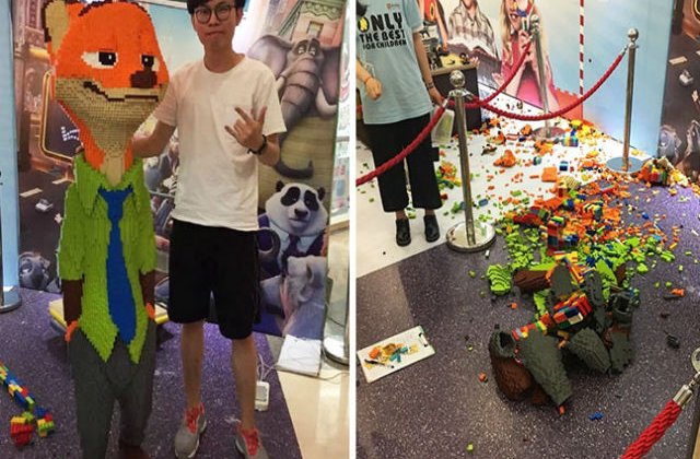[FOTO] A lucrat 3 zile o statuie LEGO uriasa. Cateva secunde mai tarziu s-a intamplat asta