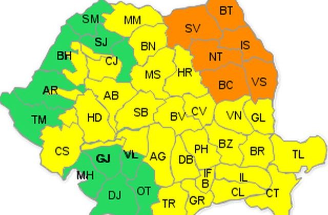 Cod portocaliu de vijelii in sase judete din Moldova